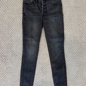 Express Women's Button Up Dark Grey Skinny Jeans